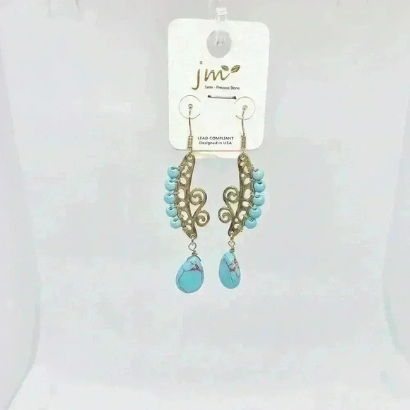 Dangling Marble Earrings with red hues - Picture 1 of 4